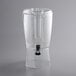 A clear plastic container with a black handle and Choice 3.5 Gallon Hands-Free Acrylic Beverage Dispenser with Vertical Ice Core.
