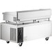 A stainless steel Cooking Performance Group countertop griddle over 2 refrigerated drawers.