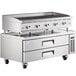 A Cooking Performance Group stainless steel chef base with drawers.