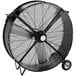 A large black TPI industrial drum fan on wheels.