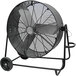 A large black TPI industrial drum fan on wheels.