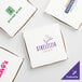 A group of Choice white customizable pizza boxes with green, blue, purple, and yellow text.