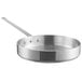 A close-up of a Choice aluminum saute pan with a handle.