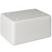 An insulated white foam cooler with holes.