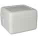 A white styrofoam cooler with a lid.