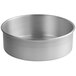 A silver metal Choice round cake pan.