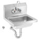 A Vollrath stainless steel hand sink with a faucet and strainer.