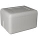 A white styrofoam cooler with a lid.