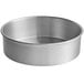 A silver round metal Choice cake pan.