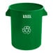 A green plastic Lavex recycling can.