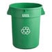 A green Lavex recycling can with a white recycle symbol.