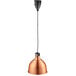 A ServIt copper ceiling mount heat lamp with a black cord.