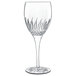 A Luigi Bormioli Diamante Riesling wine glass with a curved stem.