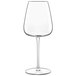 A close-up of a Luigi Bormioli Chardonnay wine glass with a stem on a white background.