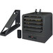A King electric industrial unit heater mounted on a wall with a remote control.