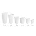 A row of Choice white paper hot cups with a double wall ripple design.