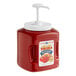 A large plastic jug of Red Gold Fancy Ketchup with a pump dispenser.