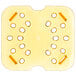 A yellow plastic plate with holes.