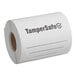 A roll of white paper TamperSafe labels.