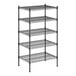 A black wire Regency shelving unit with five shelves.