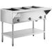 A ServIt electric steam table with an adjustable shelf underneath.