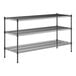 A black metal Regency wire shelving kit with three shelves.