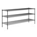 A black metal Regency wire shelving unit with three shelves.