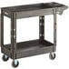 A black Lavex plastic utility cart with two shelves and wheels.