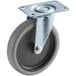 a metal wheel with a black rubber tire