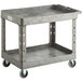 A Lavex large gray plastic utility cart with two shelves and wheels.