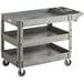 A Lavex gray plastic utility cart with premium handle and wheels.