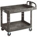 A black Lavex utility cart with two shelves.