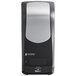 A black and silver San Jamar Summit Rely hybrid hand soap, sanitizer, and lotion dispenser.