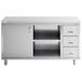 a stainless steel kitchen cabinet