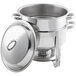 A silver Choice Deluxe round chafing dish with a lid.