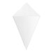 A white square cardboard fry cone designed for serving snacks.