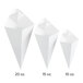 A white square cardboard fry cone with a 15 oz. capacity.