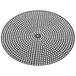 An American Metalcraft hard coat anodized black metal circular pizza disk with white perforations.