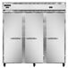 A Continental Refrigerator dual temperature reach-in refrigerator/freezer with stainless steel doors.