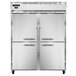 A white Continental Reach-In Freezer with two half doors and silver handles.