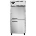 A white Continental Refrigerator reach-in freezer with two half doors.