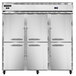 A Continental Refrigerator 3RRFN-SS-HD with open half doors.