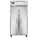 A white stainless steel Continental Refrigerator double door with a black border.