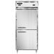 The white door of a Continental Refrigerator D1RFXSN-HD dual temperature refrigerator/freezer.