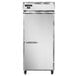 A white rectangular Continental Reach-In Freezer with a stainless steel door.