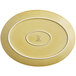 A yellow oval porcelain platter with a white rim.