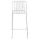 A white BFM Seating Key West bar stool with a metal frame and a vertical slat backrest.