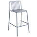 A BFM Seating Key West soft gray powder coated aluminum bar stool with vertical slats.