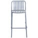 A BFM Seating soft gray aluminum bar stool with a vertical slat back.