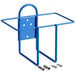 A blue metal Dema rack with screws.